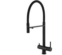 Rubinetto da cucina a 2 maniglie 3 vie con bocca girevole Rubinetti per lavello in ottone per acqua calda fredda purificata(Black)