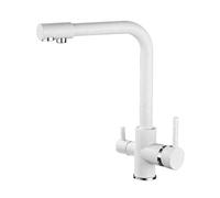 Rubinetto da cucina a 3 vie con 360 ° White White Water Water Osmosi Tocca Doppia Leva Design del rubinetto a 3 in 1 per i sistemi di filtro dell'acqua Beauty Comes
