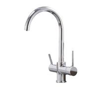Rubinetto da cucina a 3 vie con beccuccio girevole a 360° cromato 3 in 1 miscelatore filtro dell'acqua per acqua potabile elegante rubinetto per lavello da cucina facile da installareDesign