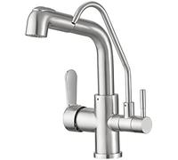 Rubinetto da cucina a 3 vie con beccuccio girevole ad arco alto, filtro dell'acqua e purificatore, design elegante per acqua potabile pulita