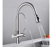 Rubinetto da cucina a 3 vie con collo di cigno estraibile multifunzione Dual Mode miscelatore filtro dell'acqua facile accesso sotto il lavandino per acqua potabile pulita