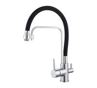 Rubinetto da cucina a 3 vie con design estensibile flessibile Dual Mode Rubinetto per acqua potabile in silicone Uscita dell'acqua con finitura cromata Sistema di osmosi compatibile