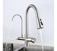 Rubinetto da cucina a 3 vie con doccetta estraibile Acqua pura Acqua calda e fredda 3 in 1 Rubinetto for lavello da cucina Rotazione in ottone Rubinetti for lavello da cucina multifunzione-Nero