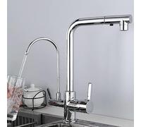 Rubinetto da Cucina a 3 Vie con doccetta Estraibile Girevole Acqua Calda e Fredda Rubinetto da Cucina in Ottone Rubinetto Filtro Acqua-Nero