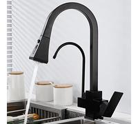 Rubinetto da Cucina a 3 Vie con doccetta Estraibile, miscelatori da Cucina Rubinetto per lavello da Cucina Multifunzione Girevole in Ottone-Nero