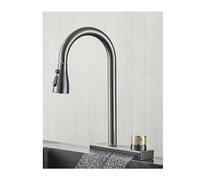 Rubinetto da cucina a 3 vie con doccetta girevole ad arco alto e facile da installare, design moderno per casa e ristorante