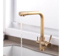 Rubinetto da cucina a 3 vie con doppia maniglia girevole a 360° per acqua potabile design vintage perfetto per sistemi ad osmosi inversa Grifo Fregadero Antiguo