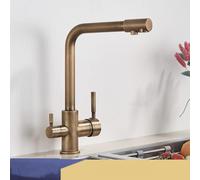 Rubinetto da cucina a 3 vie con filtro cromato acqua potabile pura doppia maniglia montato sul ponte miscelatore caldo e freddo finitura in ottone antico e design elegante