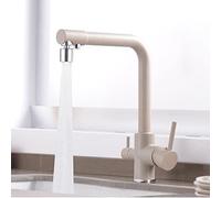Rubinetto da cucina a 3 vie con filtro dell'acqua 3 in 1 Rubinetti miscelatore per acqua potabile per lavello da cucina Colore farina d'avena Dual Mode e modalità singola Sistema di filtraggio