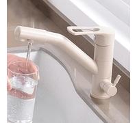 Rubinetto da cucina a 3 vie con filtro dell'acqua 3 in 1 Rubinetto miscelatore per acqua potabile per lavello Finitura farina d'avena Design a doppia leva Modalità acqua calda e fredda istantanea