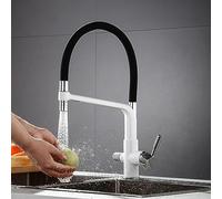 Rubinetto da cucina a 3 vie con filtro dell'acqua estraibile a 2 leve, miscelatore per osmosi 3 in 1, pistola ad acqua grigia, finitura cromata, ideale per acqua potabile pulita e uso versatile.