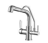 Rubinetto da cucina a 3 vie con filtro dell'acqua integrato a doppia maniglia e purificatore EasyUse 3 funzioni per acqua potabile pulita e convenienza.