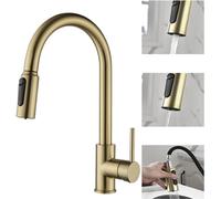 Rubinetto da cucina a 3 vie con filtro dell'acqua Rubinetto miscelatore monocomando design girevole allungabile 2 modalità finitura spazzolata ideale per cucina e filtrazione dell'acqua (colore: nero)