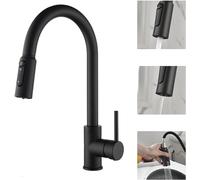 Rubinetto da cucina a 3 vie con filtro dell'acqua Rubinetto miscelatore monocomando girevole Design 2 modalità estensibile 3 in 1 spazzolato nero rubinetto per lavello da cucina