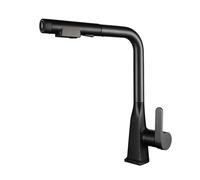 Rubinetto da cucina a 3 vie con filtro nero spruzzatore estraibile miscelatore monocomando rubinetto girevole per lavello da cucina design moderno per un facile utilizzo.