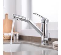 Rubinetto da cucina a 3 vie con finitura cromata design a leva singola filtro dell'acqua 3 in 1 per acqua potabile pulita Rubinetto miscelatore per lavello durevole ed elegante