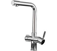 Rubinetto da cucina a 3 vie con rotazione a 360° 3 in 1 e uscita filtro dell'acqua potabile, elegante finitura nera e cromata, perfetto per sistemi di filtraggio dell'acqua