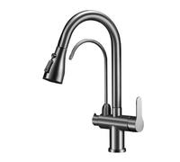 Rubinetto da cucina a 3 vie con rotazione a 360 ° Spruzzatore estraibile 2 modalità grigio rubinetto per lavello ad osmosi sistema idrico ed elegante rubinetto per lavello da cucina