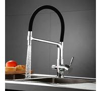 Rubinetto da cucina a 3 vie con spruzzatore estraibile cromato 3 in 1 rubinetto filtro acqua doppia leva miscelatore osmosi finitura grigia ideale per uso domestico e commerciale