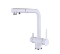 Rubinetto da cucina a 3 vie con spruzzatore estraibile Rubinetto per acqua potabile bianca Rubinetto da cucina con beccuccio regolabile Miscelatore da cucina con filtro dell'acqua Doppia funzionalità