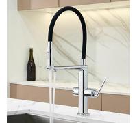 Rubinetto da cucina a 3 vie con spruzzatore estraibile, struttura in ottone, acqua calda e fredda, finitura grigia, installazione facile, design durevole ed elegante, $0.99