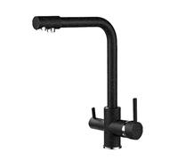 Rubinetto da cucina a 3 vie da cucina a 360 ° rubinetto per filtro per acqua osmosi con 2 maniglie mixer di lavandino 3 in 1 nero per bevando waterine e design elegante Beauty Comes