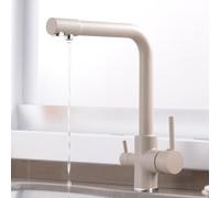 Rubinetto da cucina a 3 vie dorato, bocca girevole a 360°, miscelatore a doppia leva, filtro per acqua potabile, design elegante per cucine moderne, perfetto aggiornamento della casa