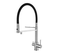 Rubinetto da cucina a 3 vie girevole a 360 ° design a doppia uscita dell'acqua con finitura cromata rubinetto per acqua potabile versatile dispenser d'acqua a 3 vie per uso domestico
