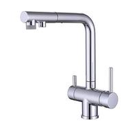 Rubinetto da cucina a 3 vie, girevole, in ottone, con funzione spray, multifunzione, nero, estensibile, per una facile pulizia e un uso versatile