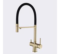 Rubinetto da cucina a 3 vie girevole in ottone miscelatore caldo e freddo 3 in 1 rubinetto per acqua potabile elegante finitura oro per cucine moderne durevole e facile da installare