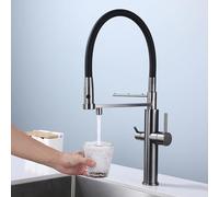Rubinetto da cucina a 3 vie, grigio pistola, rubinetti per lavello da cucina con doccetta estraibile, rubinetto da cucina flessibile a 3 vie, rubinetto con filtro per l'acqua, rubinetti per bere