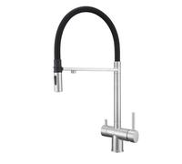 Rubinetto da cucina a 3 vie in acciaio inox spazzolato estraibile rubinetto filtro dell'acqua design curvo per un facile utilizzo rubinetto da cucina miscelatore lavello durevole ed elegante
