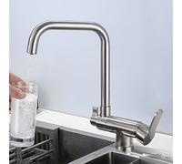 Rubinetto da Cucina A 3 Vie Miscelatore da Cucina A Scomparsa sotto La Finestra Rubinetto Rotante Rubinetto da Cucina con Acqua Potabile Filtrata Miscelatore da Cucina A 3 Vie per Lavel, Brossé
