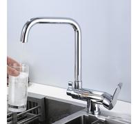 Rubinetto da Cucina A 3 Vie Miscelatore da Cucina A Scomparsa sotto La Finestra Rubinetto Rotante Rubinetto da Cucina con Acqua Potabile Filtrata Miscelatore da Cucina A 3 Vie per Lavel, Chromé