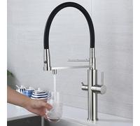 Rubinetto da cucina a 3 vie Rubinetti per lavello da cucina spazzolati con doccetta estraibile Rubinetto da cucina Rubinetto flessibile con filtro per l'acqua a 3 vie Rubinetti per bere da cucina