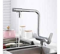 Rubinetto da cucina a 3 vie, rubinetto estraibile in ottone per acqua calda e fredda, filtro dell'acqua potabile 3 in 1 per lavello e lavanderia, finitura cromata, compatibile con sistemi di