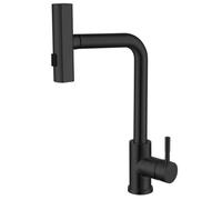 Rubinetto da cucina a cascata con spruzzatore estraibile, 3 modalità in acciaio inox per lavello da cucina, rubinetti miscelatore monocomando, nero