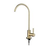 Rubinetto da cucina a collo di cigno in acciaio inox spazzolato dorato con filtro dell'acqua da 6,35 mm per lavello da cucina, design elegante e facile installazione