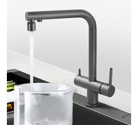 Rubinetto da cucina a doppia funzione Rubinetto ad osmosi grigio con 2 uscite Miscelatore acqua calda e fredda per lavello elegante Grifo Cocina per case moderne