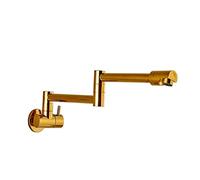 Rubinetto da cucina a doppia maniglia for montaggio a parete Beccuccio for acqua oscillante 360 Ruota pieghevole Para Lavello da cucina Miscelatore singolo a freddo(Golden A)