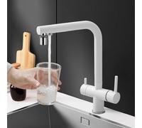 Rubinetto da cucina a doppia modalità con 2 uscite rubinetto per lavello ad osmosi bianca per miscelazione acqua fredda e calda versatile Grifo Cocina per una filtrazione ottimale dell'acqua