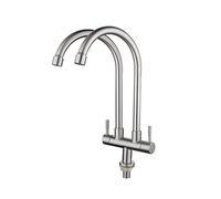 Rubinetto da cucina a doppia uscita Rubinetto singolo a doppio tubo freddo in acciaio inossidabile 304 Rubinetti per lavello rotanti universali (Colore : B) Stabilize