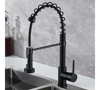 Rubinetto da cucina a foro singolo girevole a 360°, miscelatore nero per lavello con 2 modalità di flusso d'acqua, rubinetto da cucina moderno per un facile utilizzo e design elegante