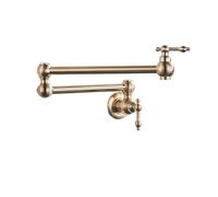 Rubinetto da cucina a parete/da tavolo, rubinetto for lavello, for lavaggio ad acqua fredda, bocca girevole e pieghevole, in ottone per la maggior parte degli scenari(Brushed Golden)