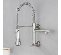 Rubinetto da cucina a parete Dual Mode Solo acqua fredda Rubinetto in ottone con finitura spazzolata Perfetto per cucine moderne e soluzioni salvaspazio