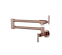 Rubinetto da cucina a parete in ottone massiccio, beccuccio girevole, solo acqua fredda, con rubinetto a doppia rotazione in oro rosa per la maggior parte degli scenari