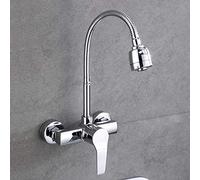 Rubinetto da cucina a parete, miscelatore per acqua calda e fredda, struttura in ottone, universale, girevole a molla, ideale per lavello e piscina, design elegante