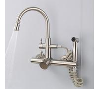 Rubinetto da cucina a parete nero con spruzzo, rubinetto per lavello monocomando per un facile utilizzo, durevole, realizzato in Cina, perfetto per cucine moderne