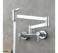 Rubinetto da cucina a parete per acqua fredda e calda, in ottone cromato, design pieghevole e alla moda, per uso domestico moderno