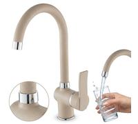 Rubinetto da cucina a pavimento Madera color beige con beccuccio girevole.
